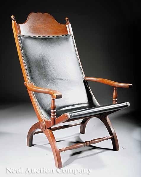 Appraisal: A Fine Louisiana Classical Carved Walnut Campeche Chair mid- th