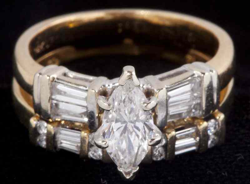 Appraisal: Gold and Diamond Bridal Setset consisting of one marquise cut