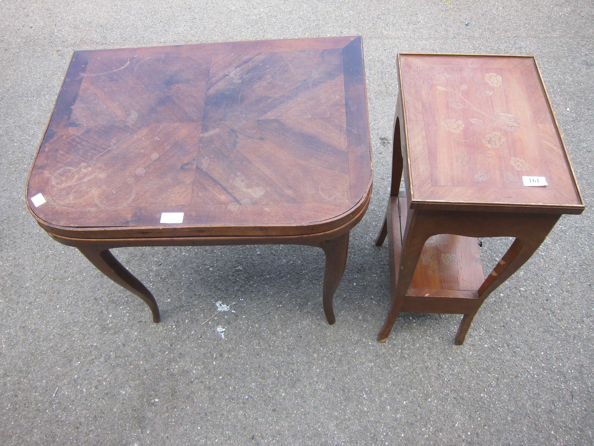 Appraisal: French rosewood fold over card table together with a French