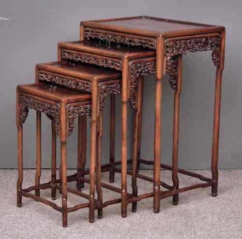 Appraisal: A nest of four early th Century Chinese rosewood rectangular