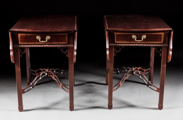 Appraisal: Pair of Chippendale style mahogany Pembroke tables Sherrill Furniture Inc