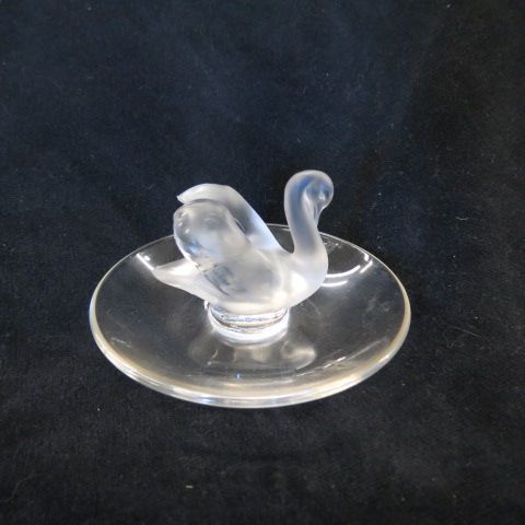 Appraisal: Lalique Crystal Figural Swan Pin Dish frosted clear diameter signed