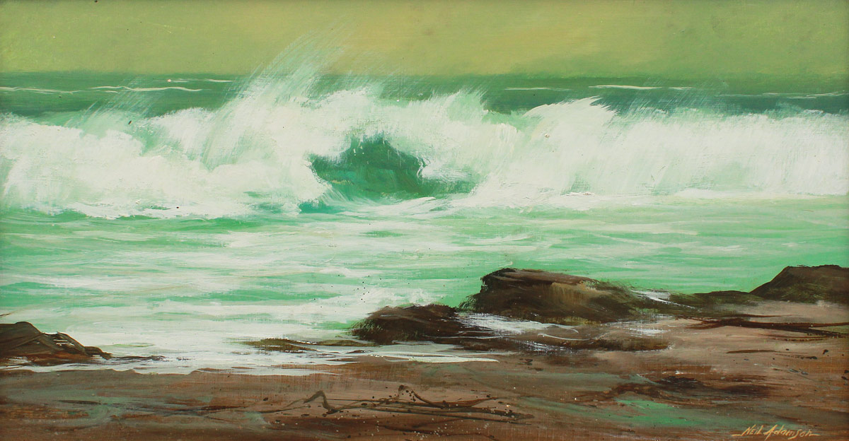 Appraisal: ADAMSON Neil American th C Stormy Surf Oil Board ''