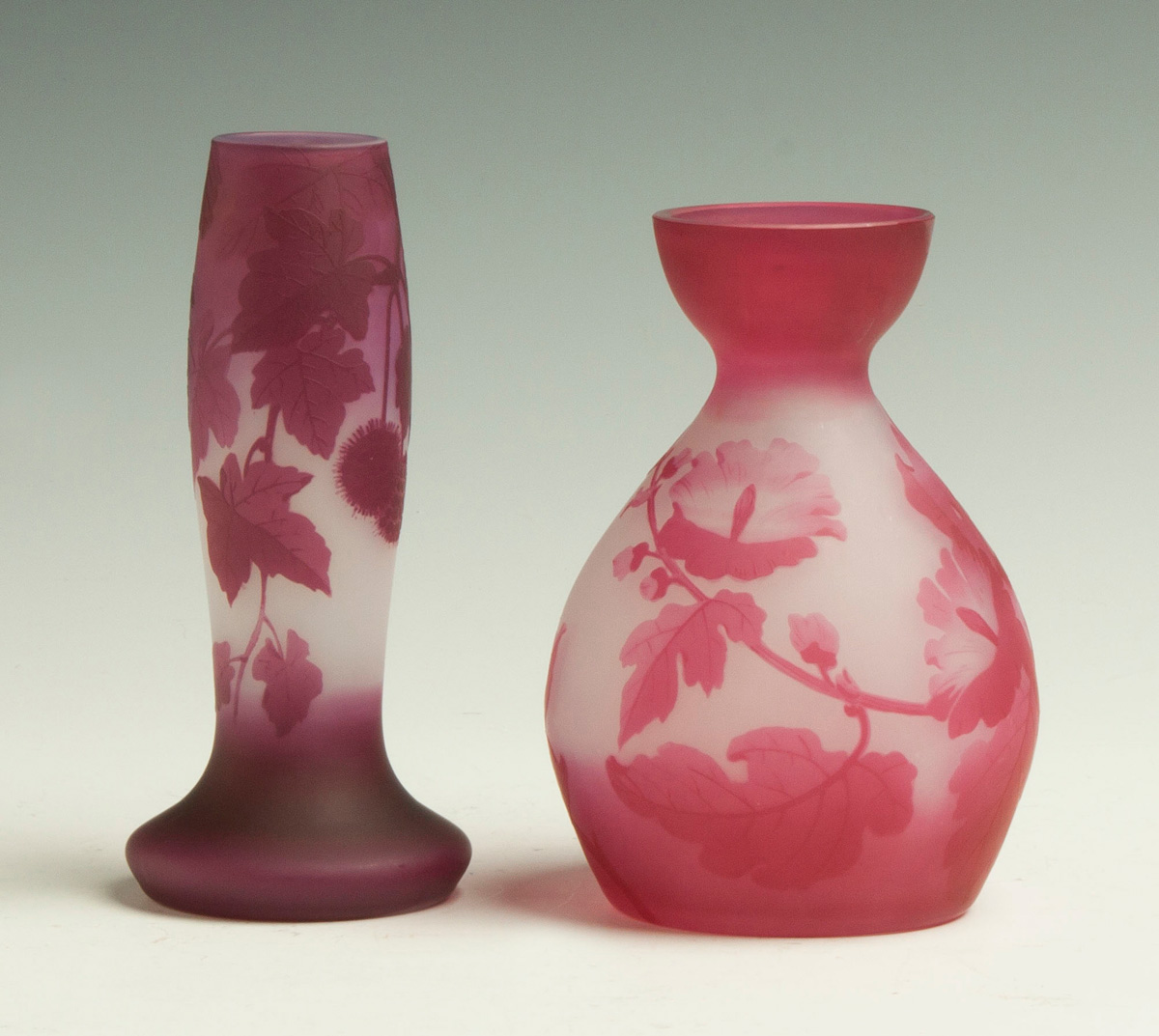 Appraisal: J L Floral Cameo Vases Early th cent Both sgn