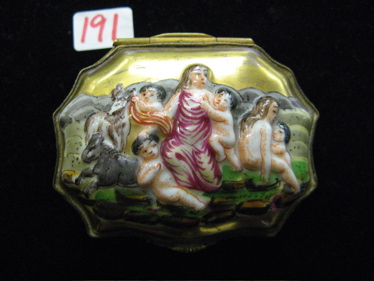 Appraisal: TH CENTURY ITALIAN CAPODIMONTE PORCELAIN SNUFF BOX the lid painted