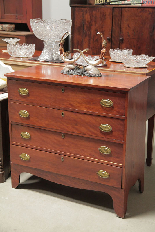 Appraisal: CHEST OF DRAWERS Mahogany with birch drawer fronts shell embossed