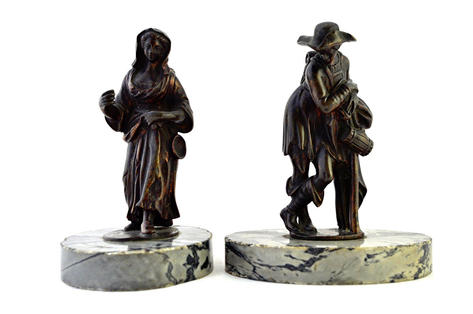 Appraisal: A pair of Italo-Flemish bronze figures of a woman and