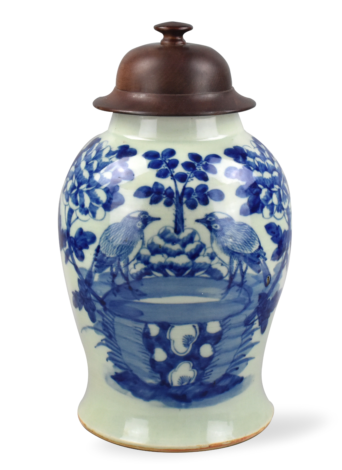 Appraisal: Large Chinese th C blue and celadon glazed jar with