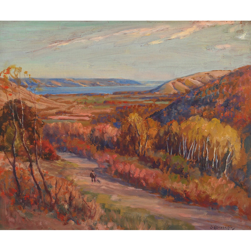 Appraisal: JAMES HENDERSON IN THE QU APPELLE VALLEY oil on board