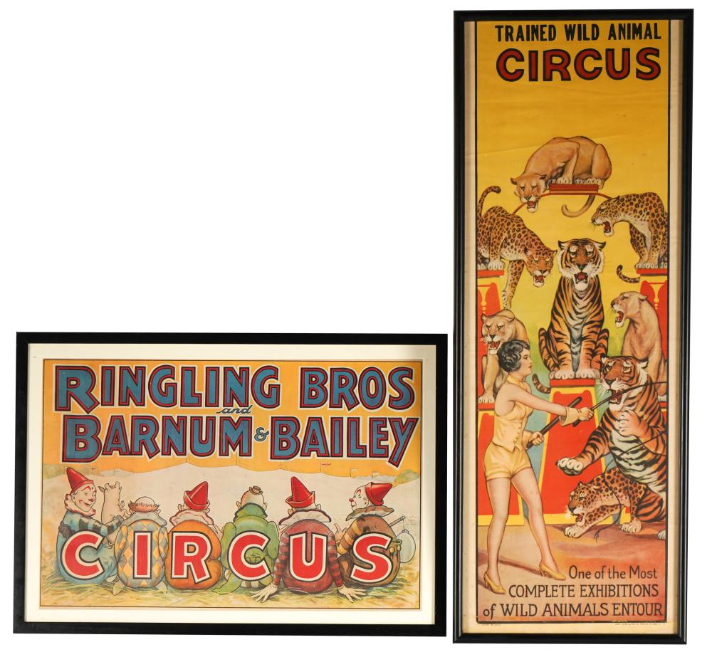 Appraisal: TWO FRAMED CIRCUS ADVERTISEMENTSeach offset lithograph framed comprising Ringling Bros