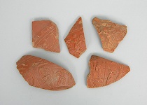 Appraisal: Five Roman Arretine Pottery Fragments ca st Century Excavated in