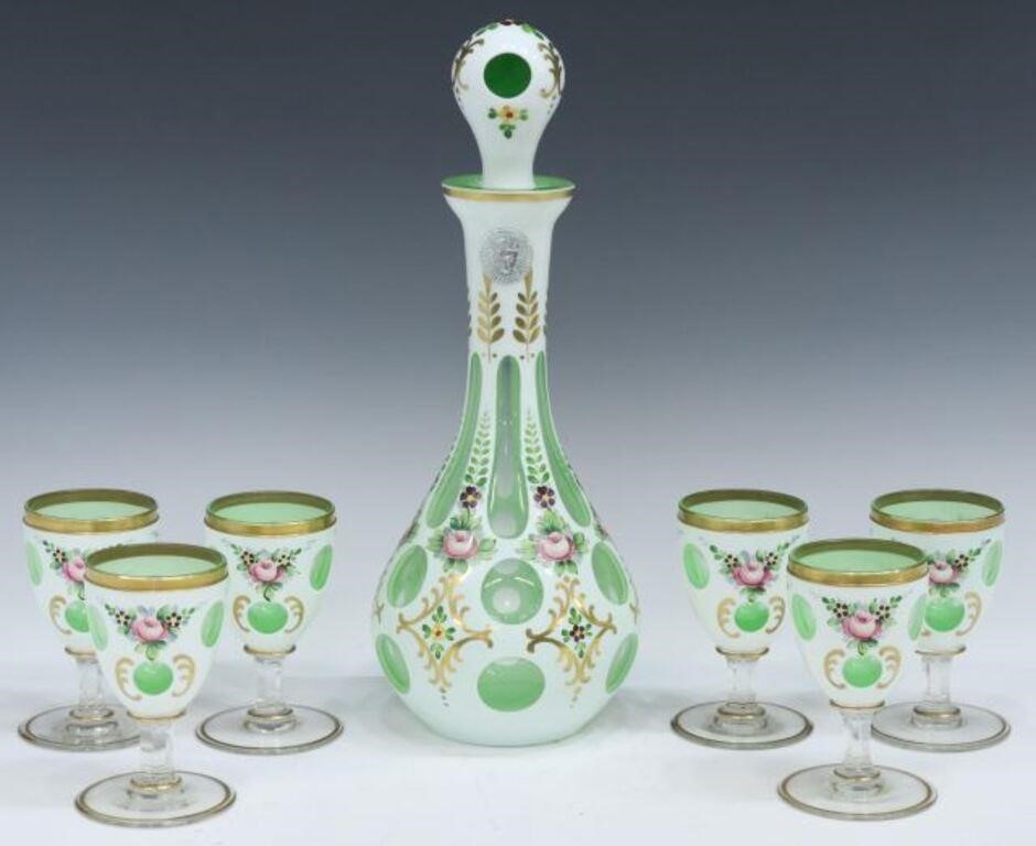 Appraisal: lot of Bohemian glass drinks service with white overlay cut