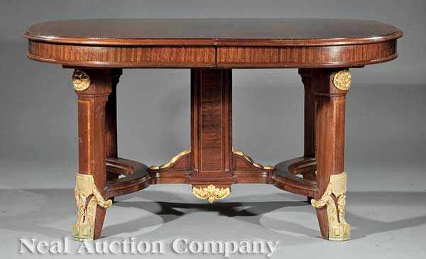 Appraisal: A Beaux Arts Mahogany Parquetry and Gilt Bronze-Mounted Dining Suite