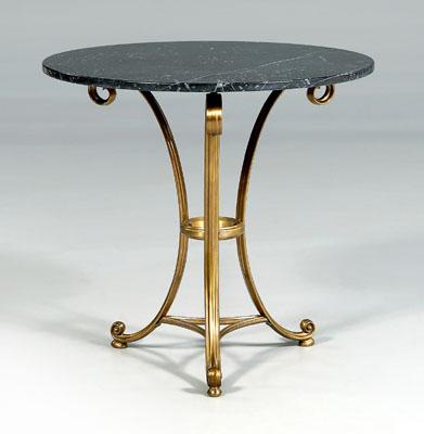 Appraisal: Modern brass black marble gu eacute ridon circular black-to-ivory marble