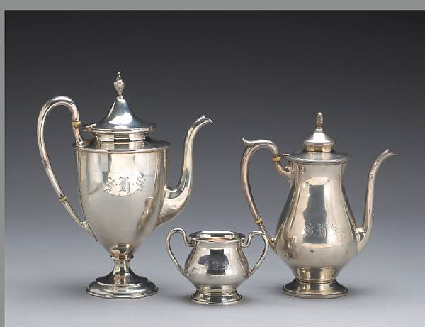 Appraisal: A group of sterling tea and coffee items All monogrammed