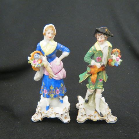 Appraisal: Pair of German Porcelain Figurines flower seller man worman Sitzendorf