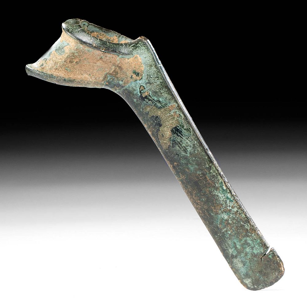 Appraisal: Luristan Bronze Pick-Axe Head Narrow Blade Originally Listed At Ancient