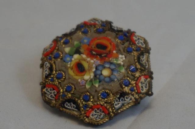 Appraisal: c 's- 's hand set Micro Mosaic Flower pin brooch