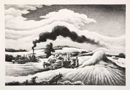 Appraisal: THOMAS HART BENTON Threshing Lithograph x mm x inches wide