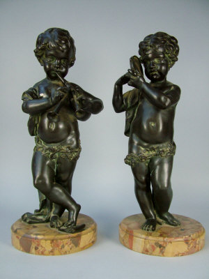 Appraisal: A pair of late th century French bronze figures of