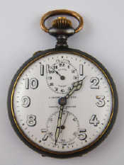 Appraisal: A gunmetal cased Angelus pocket watch with luminous hands subsidiary