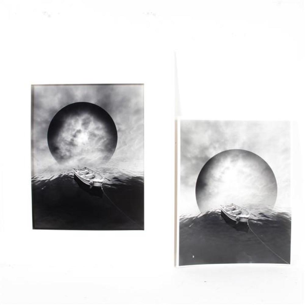 Appraisal: JERRY N UELSMANN AMERICAN B UNTITLED MOON AND BOAT PHOTOGRAPH