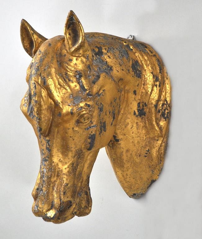 Appraisal: Gilded Copper Horse Head Trade Sign high wide deep Some