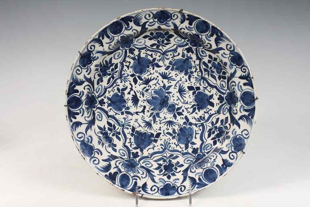 Appraisal: DELFT CHARGER - th c Blue White Dutch Delft Charger