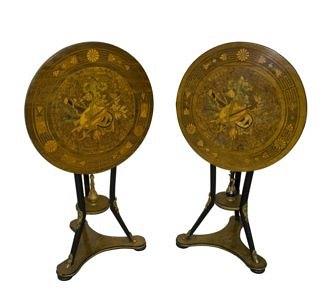 Appraisal: A pair of th Century Italian occasional tables inlaid marquetry