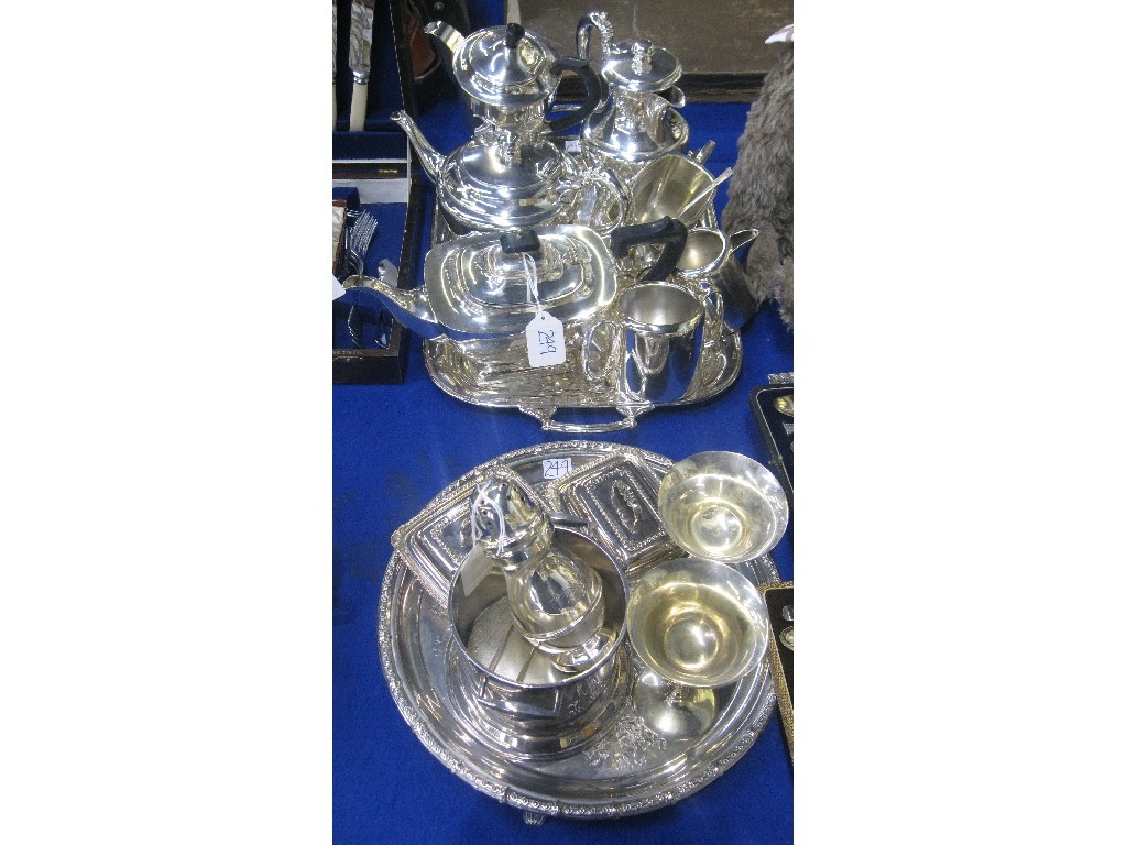 Appraisal: Lot comprising tea services wine cooler tray and salver etc