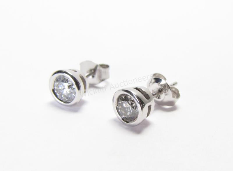 Appraisal: A pair of K white gold diamond stud earrings each