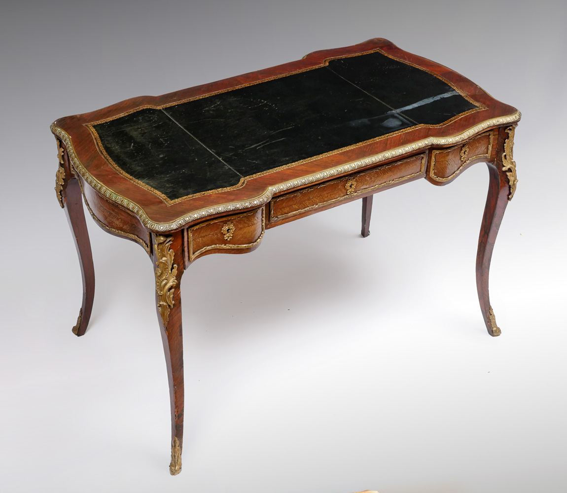 Appraisal: FRENCH BUREAU PLAT WITH LEATHER TOP Estate of Dr Peter