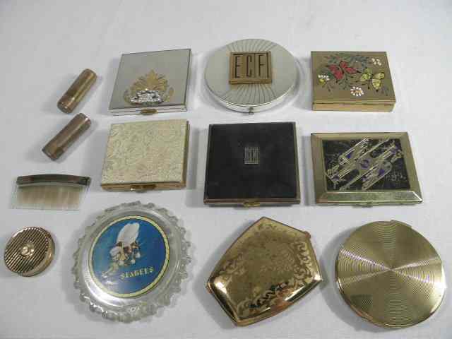 Appraisal: Assorted vintage powder compacts Brands include Rex Fifth Avenue Elgin