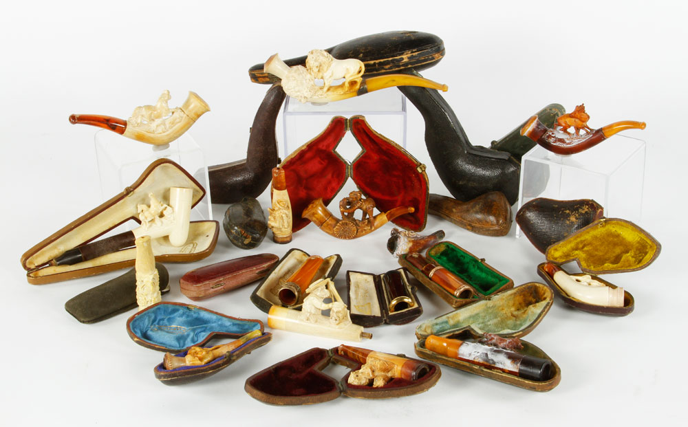 Appraisal: - Meerschaum Pipes and Cigarette Holders Interesting collection of nineteen