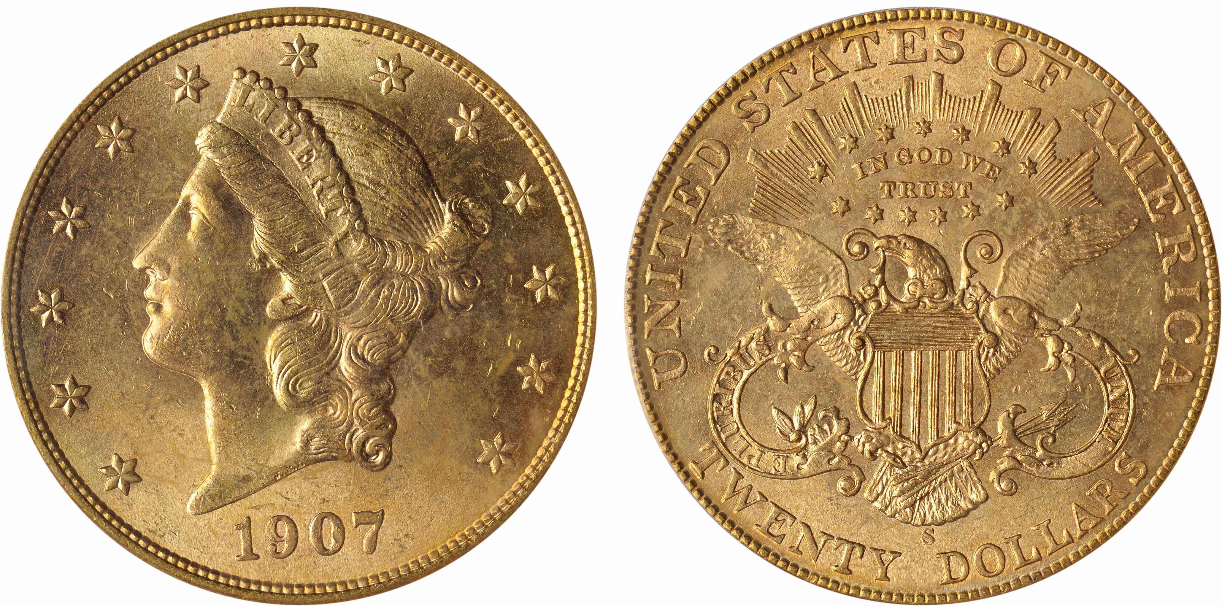 Appraisal: -S MS PCGS Lustrous honey-gold with definitive rose toning highlights