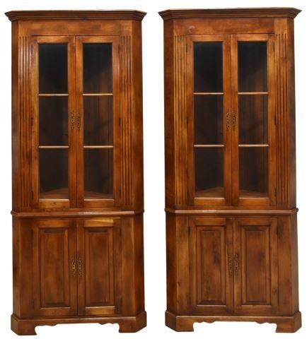 Appraisal: lot of American fruitwood corner cupboards th c with molded