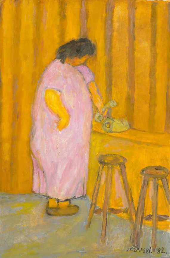 Appraisal: CZAPSKI JOSEPH Prague - Maisons-Laffitte Pink woman on the telephone