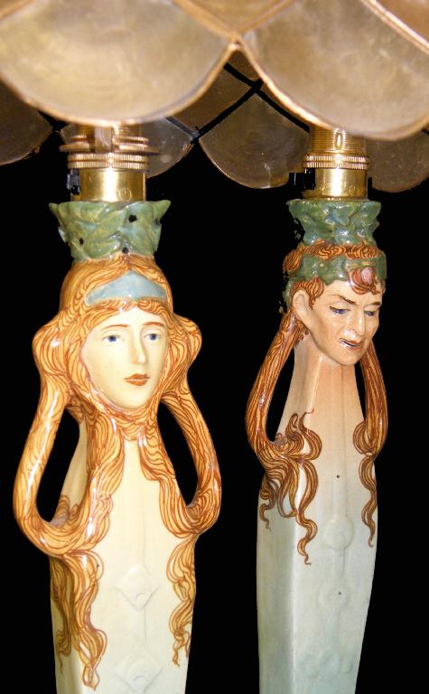 Appraisal: Pair of Italian Art Nouveau style pottery table lamps the