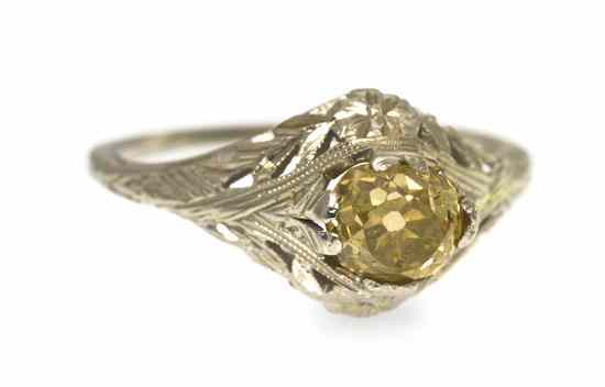 Appraisal: An Antique Karat White Gold and Fancy Color Diamond Ring