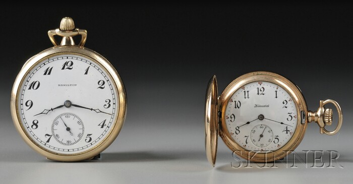 Appraisal: Two Gold-filled Watches by Illinois and Hamilton the Illinois in