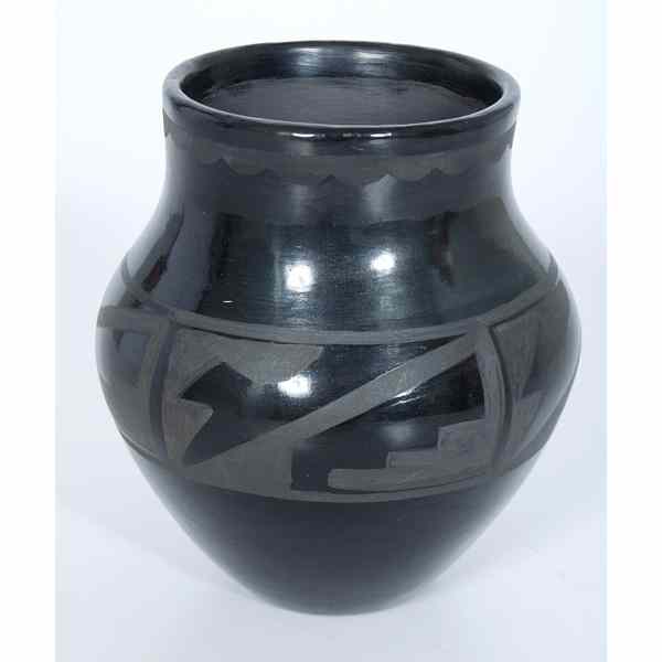 Appraisal: Maria and Santana Martinez San Ildefonso Blackware Jar attractive form