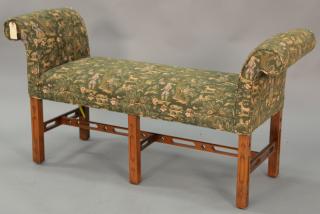 Appraisal: Southwood Chippendale style bench with tapestry style upholstery wd Southwood