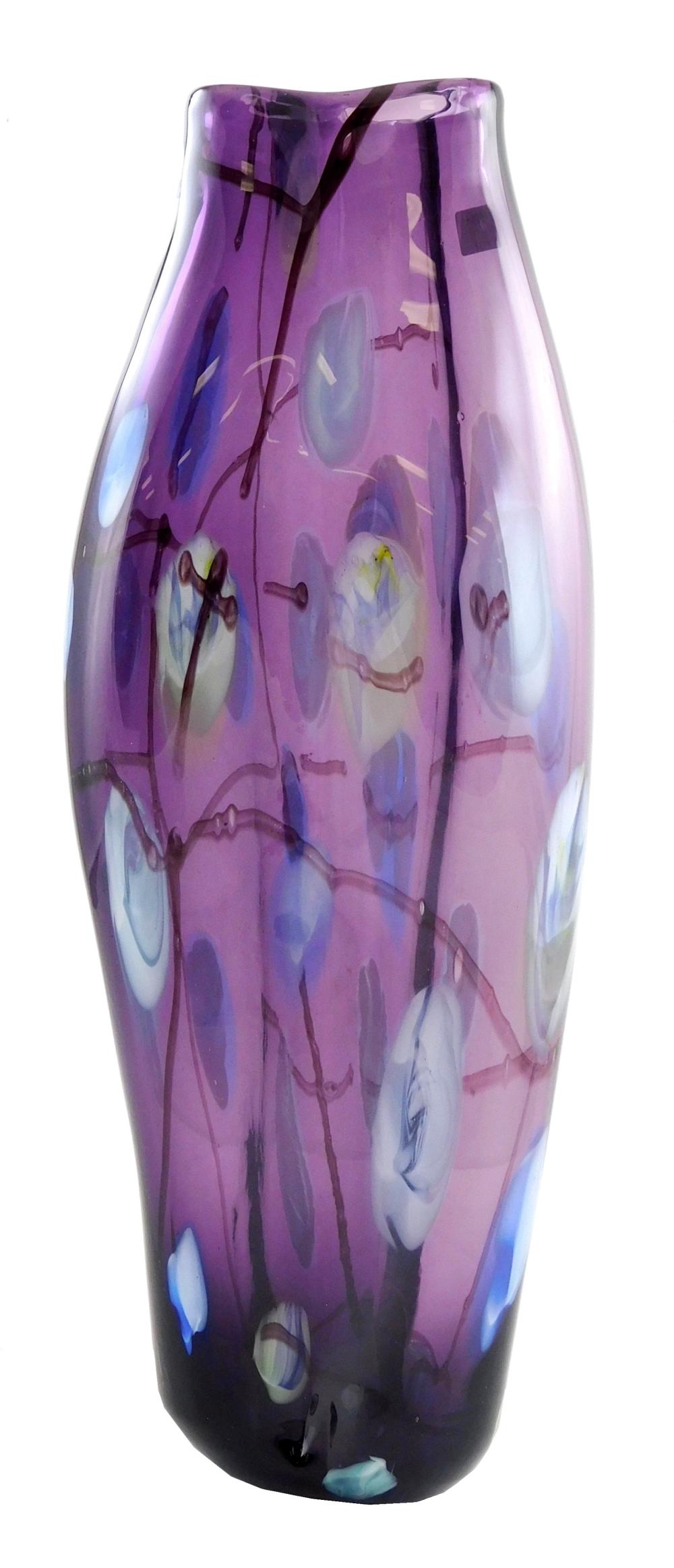 Appraisal: ART GLASS Murano oversized vase th C Italian translucent purple