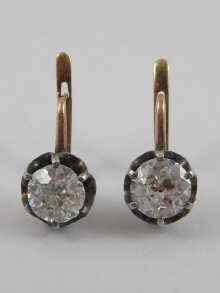 Appraisal: A pair of Russian hallmarked diamond earrings estimated total diamond