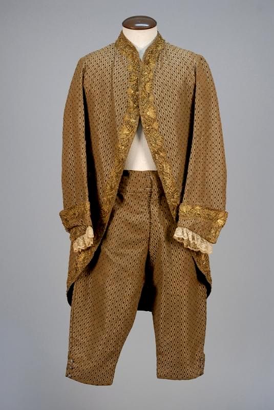 Appraisal: GENTS BROCADE TWO-PIECE SUIT LATE th C Brown silk and