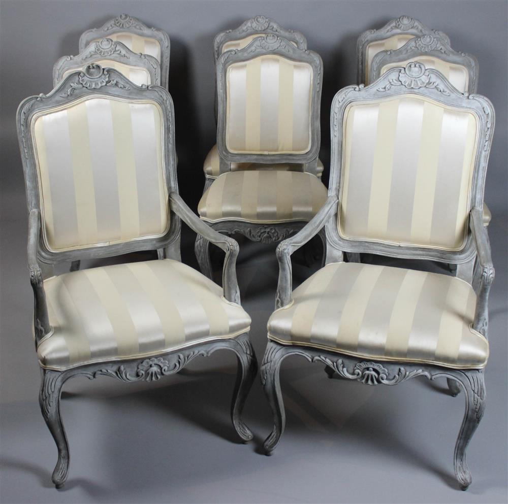 Appraisal: SET OF EIGHT FRENCH LOUIS XV STYLE DINING CHAIRS INCLUDING