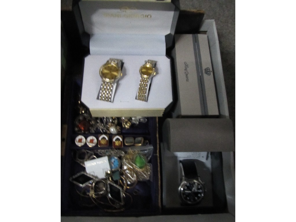 Appraisal: Box of costume jewellery and watches