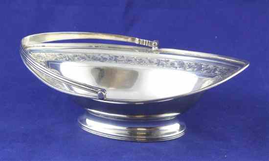 Appraisal: A George III silver sweetmeat basket of navette form engraved