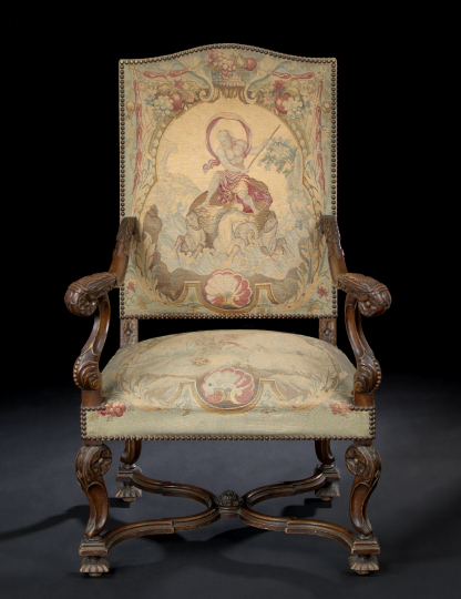 Appraisal: Louis XIV-Style Walnut Fauteuil a la Reine third quarter th