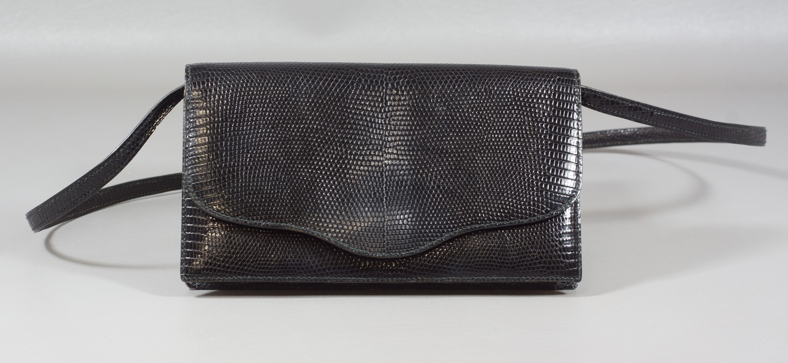 Appraisal: Authentic Hermes Black Lizardskin Shoulder Bag - x